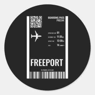 Pegatina Redonda Trayecto de pasaje de avión de Freeport Bahamas