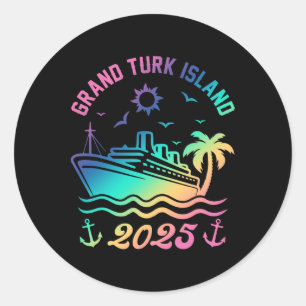 Pegatina Redonda Trayecto de playa para cruceros Grand Turk Island 
