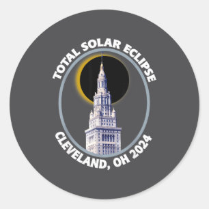 Pegatina Redonda Trayectoria del eclipse solar total de Cleveland O
