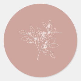 Pegatina Redonda trazado de línea de eucalipto