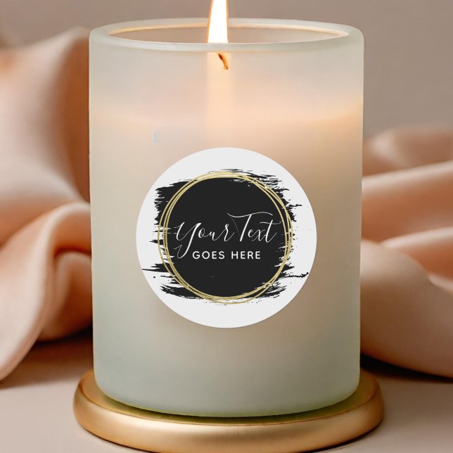 Pegatina Redonda Trazo de pintura negra y elegante geométrico moder (Subido por el creador)