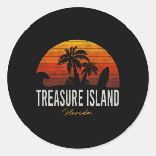 Pegatina Redonda Treasure Island Beach Florida Fl Palms Vacation Su