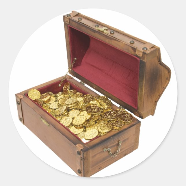 Pegatina Redonda TreasureChestGold100309 (Anverso)