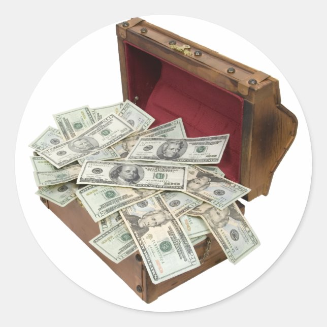 Pegatina Redonda TreasureChestMoney100309 (Anverso)