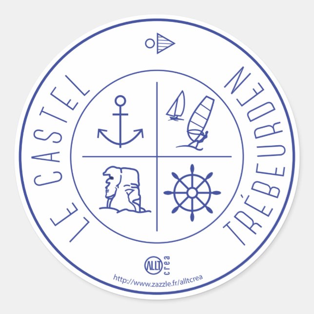 Pegatina Redonda Trébeurden Castel (Anverso)