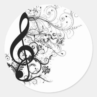 Pegatina Redonda Treble Cleff