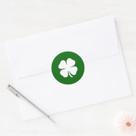 Pegatina Redonda Trébol de Cuatro Hojas Lucky Green Irlandés