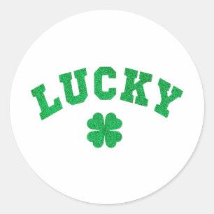 Pegatina Redonda Trébol de la suerte día de San Patricio