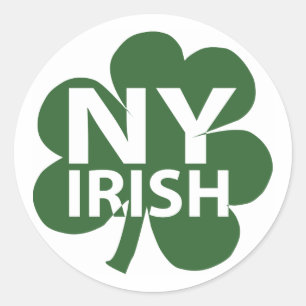 Pegatina Redonda Trébol del irlandés de Nueva York