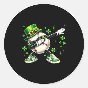 Pegatina Redonda Trébol haciendo dab béisbol día de san patricio ni