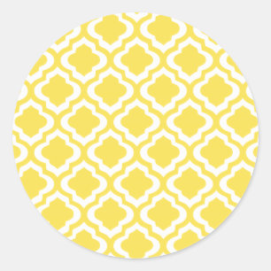 Pegatina Redonda Trébol marroquí amarillo elegante de Quatrefoil