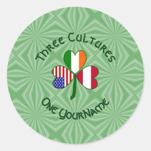 Pegatina Redonda Trébol personalizado americano irlandés austríaco