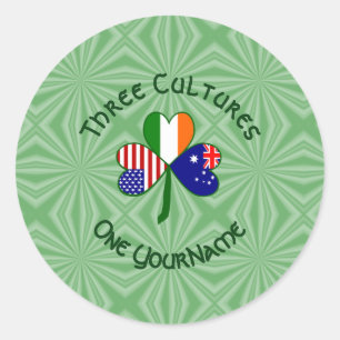 Pegatina Redonda Trébol personalizado australiano irlandés american
