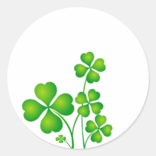 Pegatina Redonda Trébol verde de Irlanda