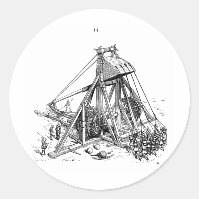 Pegatina Redonda trebuchet (Anverso)