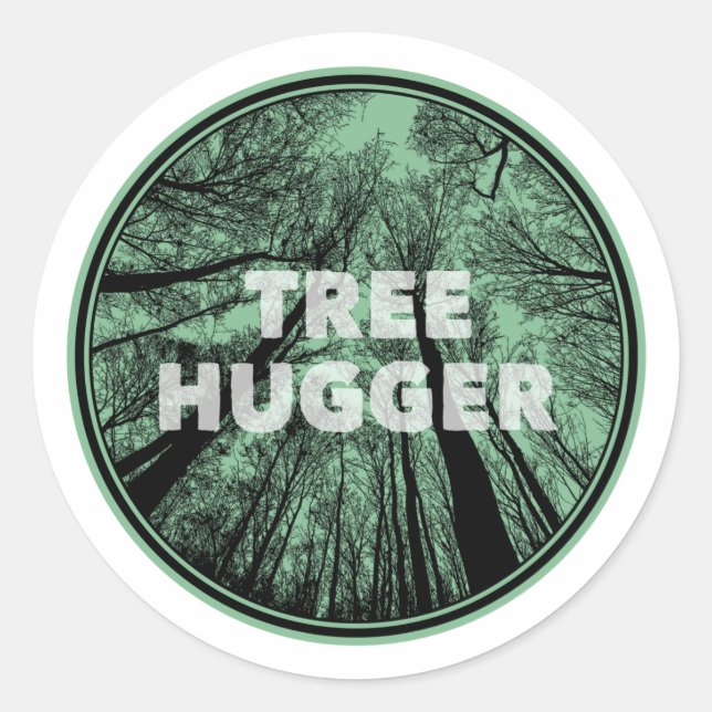 Pegatina Redonda Tree Hugger Green (Anverso)