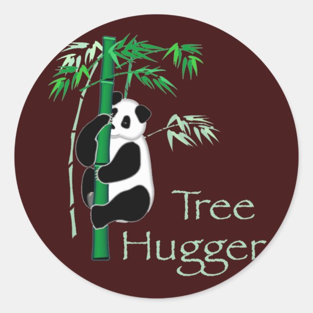 Pegatina Redonda Tree Hugger Panda (Anverso)