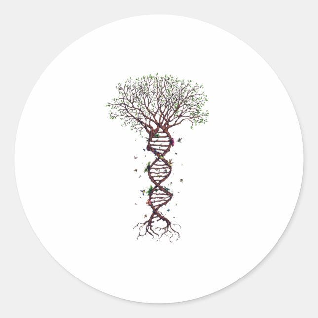 Pegatina Redonda Tree of Life DNA Genetics Biology Environment (Anverso)