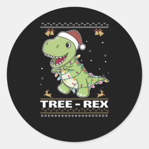 Pegatina Redonda Tree-Rex Funny Dinosaur Pun T-Rex