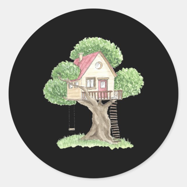 Pegatina Redonda Treehouse (Anverso)