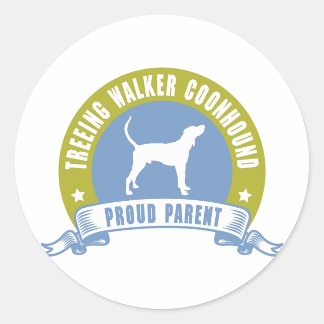 Pegatina Redonda Treeing Walker Coonhound (Anverso)