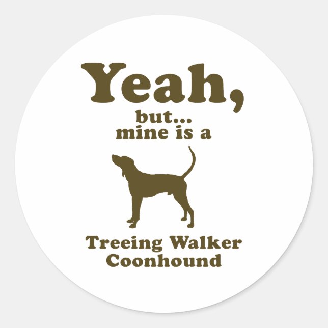 Pegatina Redonda Treeing Walker Coonhound (Anverso)