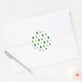Pegatina Redonda Trees and Twinkles Multi-Color Sticker