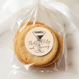 Pegatina Redonda Treinta caravana y cóctel vibrante 30 cumpleaños