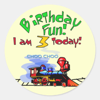 Pegatina Redonda Tren 3 camisetas de cumpleaños y regalos