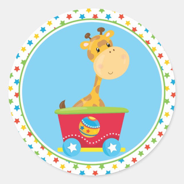 Pegatina Redonda Tren Circus | Giraffe (Anverso)