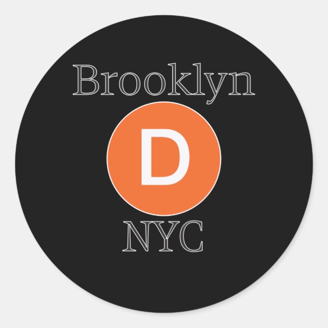 Pegatina Redonda Tren D de Brooklyn (Anverso)