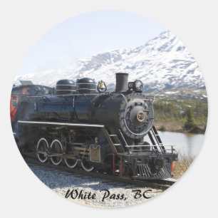 Pegatina Redonda Tren de paso blanco en Pegatinas de nieve