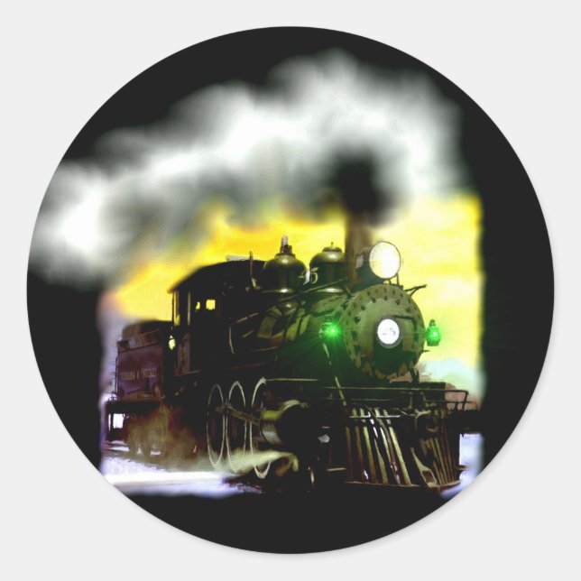 Pegatina Redonda Tren de vapor en Dusk (Anverso)