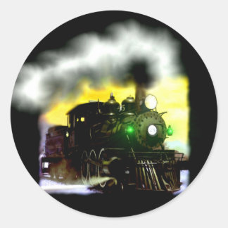 Pegatina Redonda Tren de vapor en Dusk