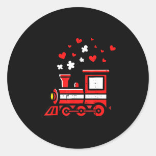 Pegatina Redonda Tren del Día de San Valentín Locomotora Bonita Niñ