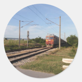 Pegatina Redonda Tren Eléctrico