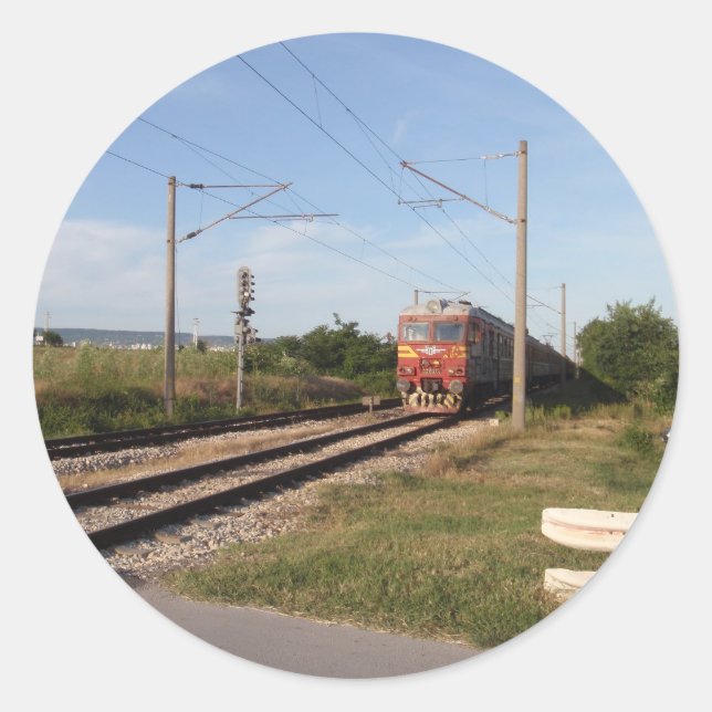 Pegatina Redonda Tren Eléctrico (Anverso)