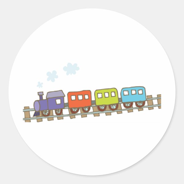Pegatina Redonda Tren en pista (Anverso)
