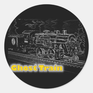 Pegatina Redonda Tren Modelo O Scale - Tren Ghost