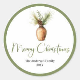 Pegatina Redonda Trendy Bohemian Cozy Rustic Christmas Favor Label