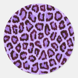 Pegatina Redonda Trendy Purple Leopard Pattern
