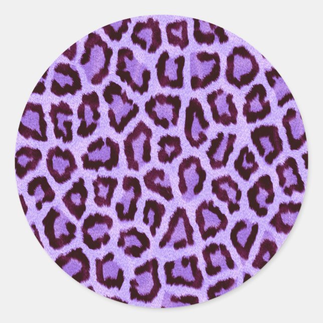 Pegatina Redonda Trendy Purple Leopard Pattern (Anverso)