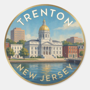Pegatina Redonda Trenton Nueva Jersey Viaje Revolucionario