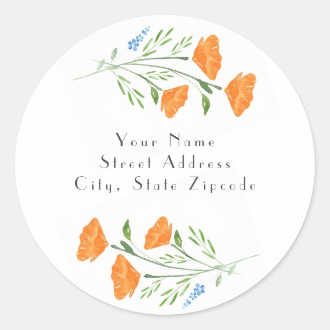 Pegatina Redonda Tres acuarelas para los adornos (Anverso)