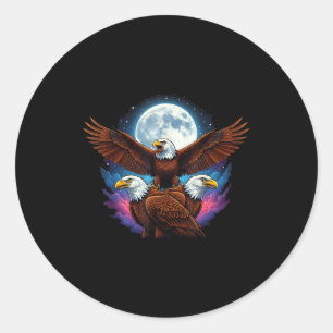 Pegatina Redonda Tres águila calva luna meme divertido amante de la