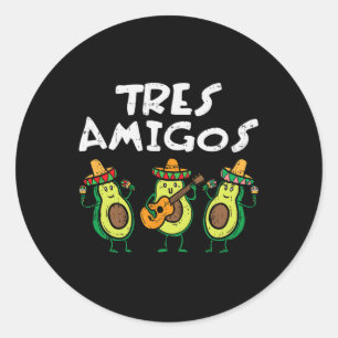 Pegatina Redonda Tres amigos aguacates Guac Cinco De Mayo Fiesta Me