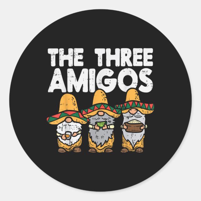 Pegatina Redonda Tres amigos nómadas mexicanos cutan cinco de mayo (Anverso)