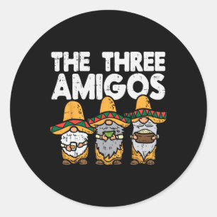 Pegatina Redonda Tres amigos nómadas mexicanos cutan cinco de mayo