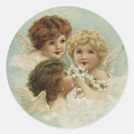 Pegatina Redonda Tres Angel Cherubs Vintage