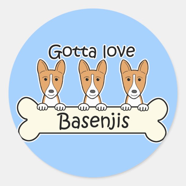 Pegatina Redonda Tres Basenjis (Anverso)